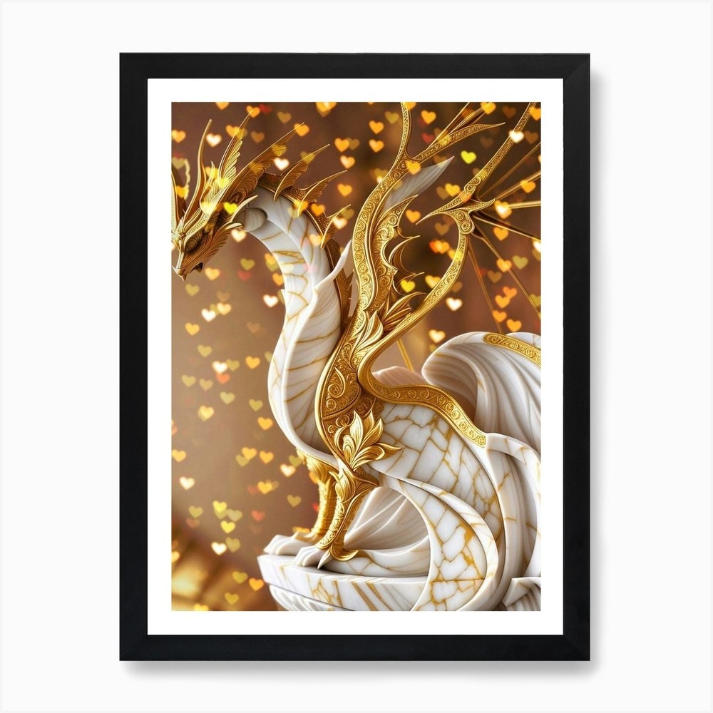 Golden Dragon 3 Art Print Framed Wall Art Poster Canvas Print Picture