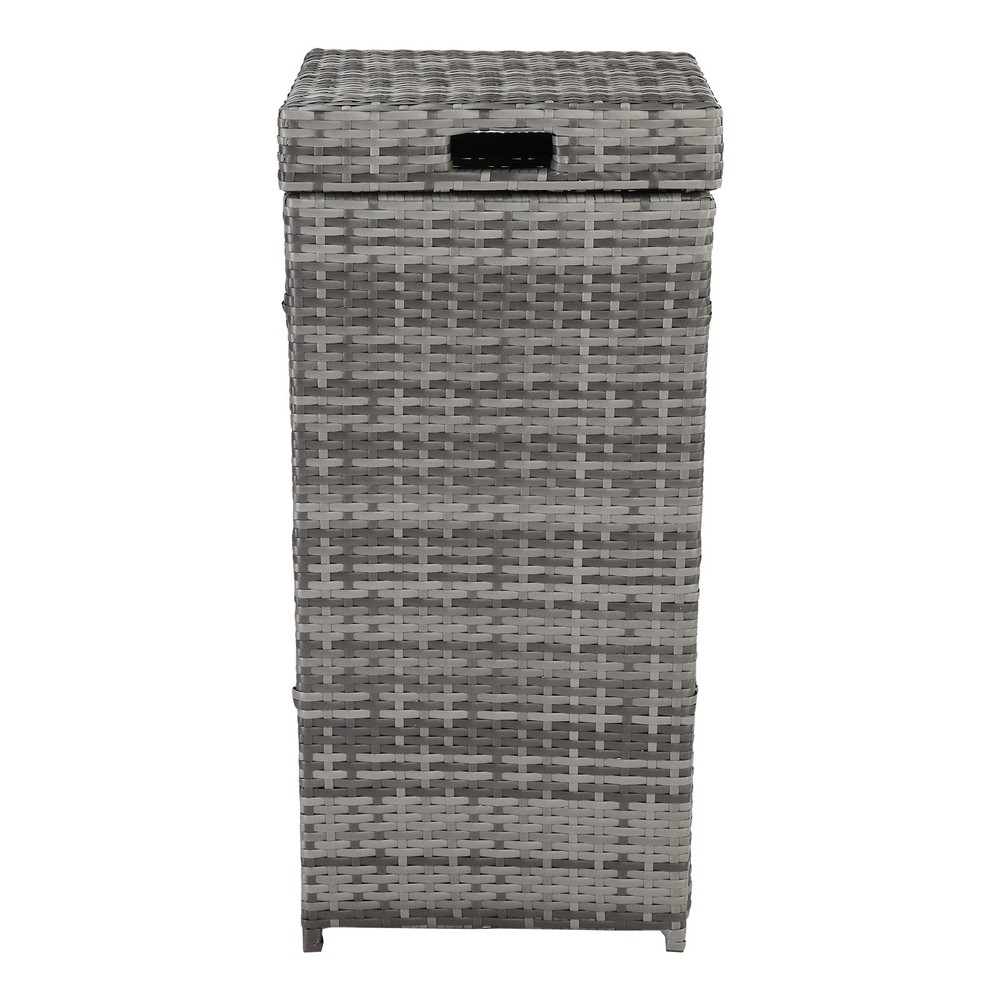 Rattan Trash Can with Iron Frame Cover Stylish Garbage Bin Home Decor