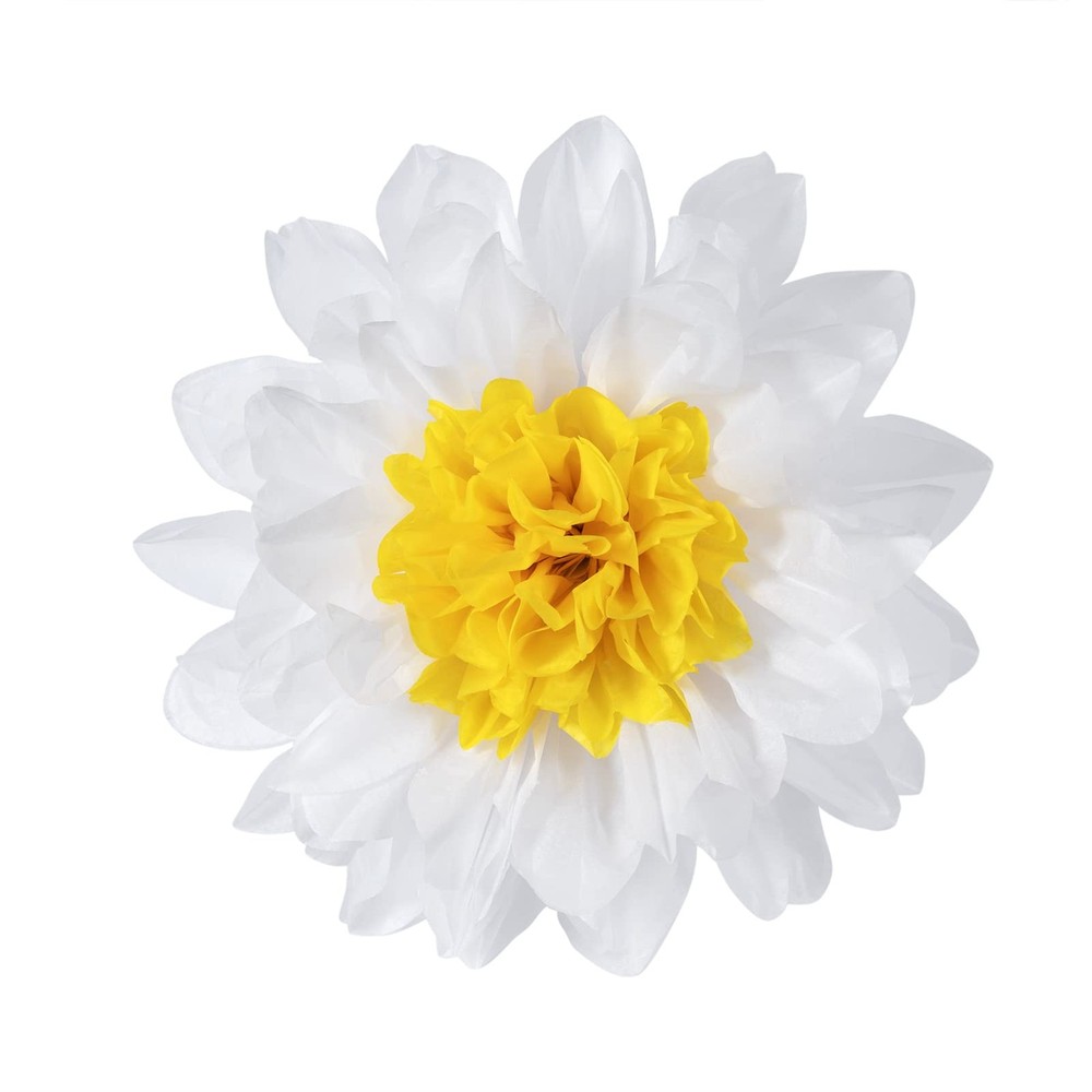 18-Pack 10 Inch White Daisy Pom Poms Party Backdrop Decor