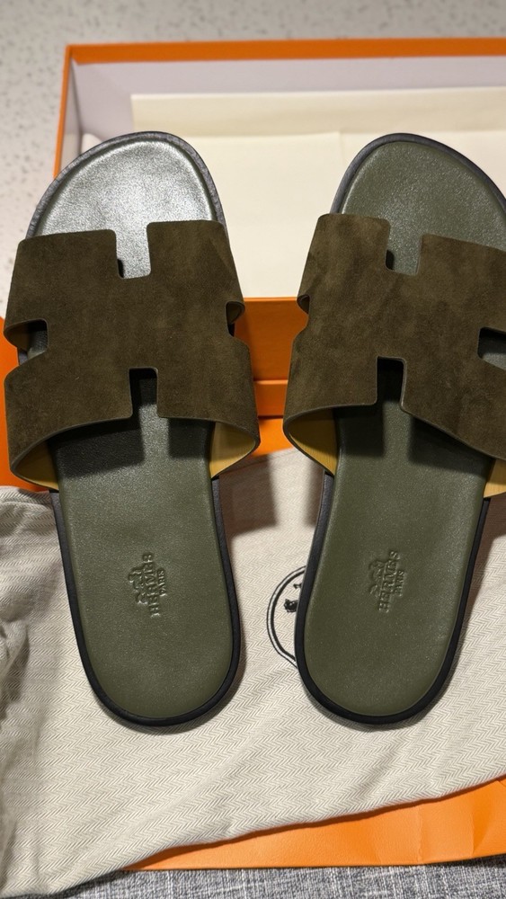Men’s Hermes Izmir Sandals Suede Leather Size 10