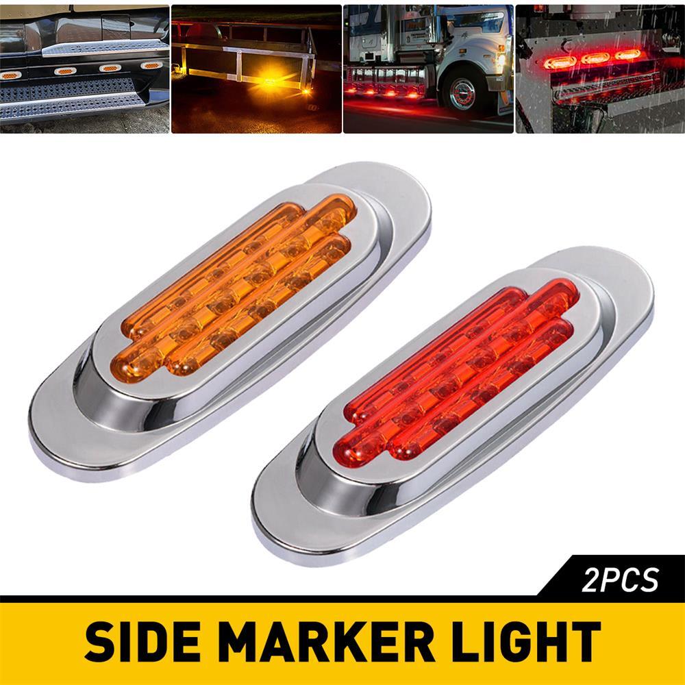 2x Amber & Red LED Side Marker Light RV Truck Trailer Clearance Light Waterproof