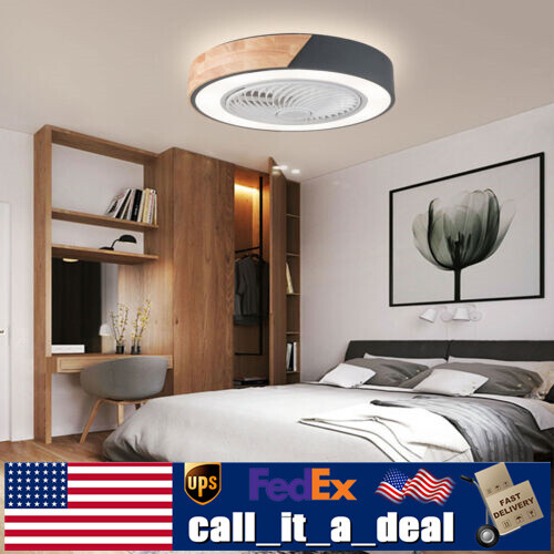 22-Inch Modern Flush Mount Ceiling Fan with Dimmable LED Light and Remote Control