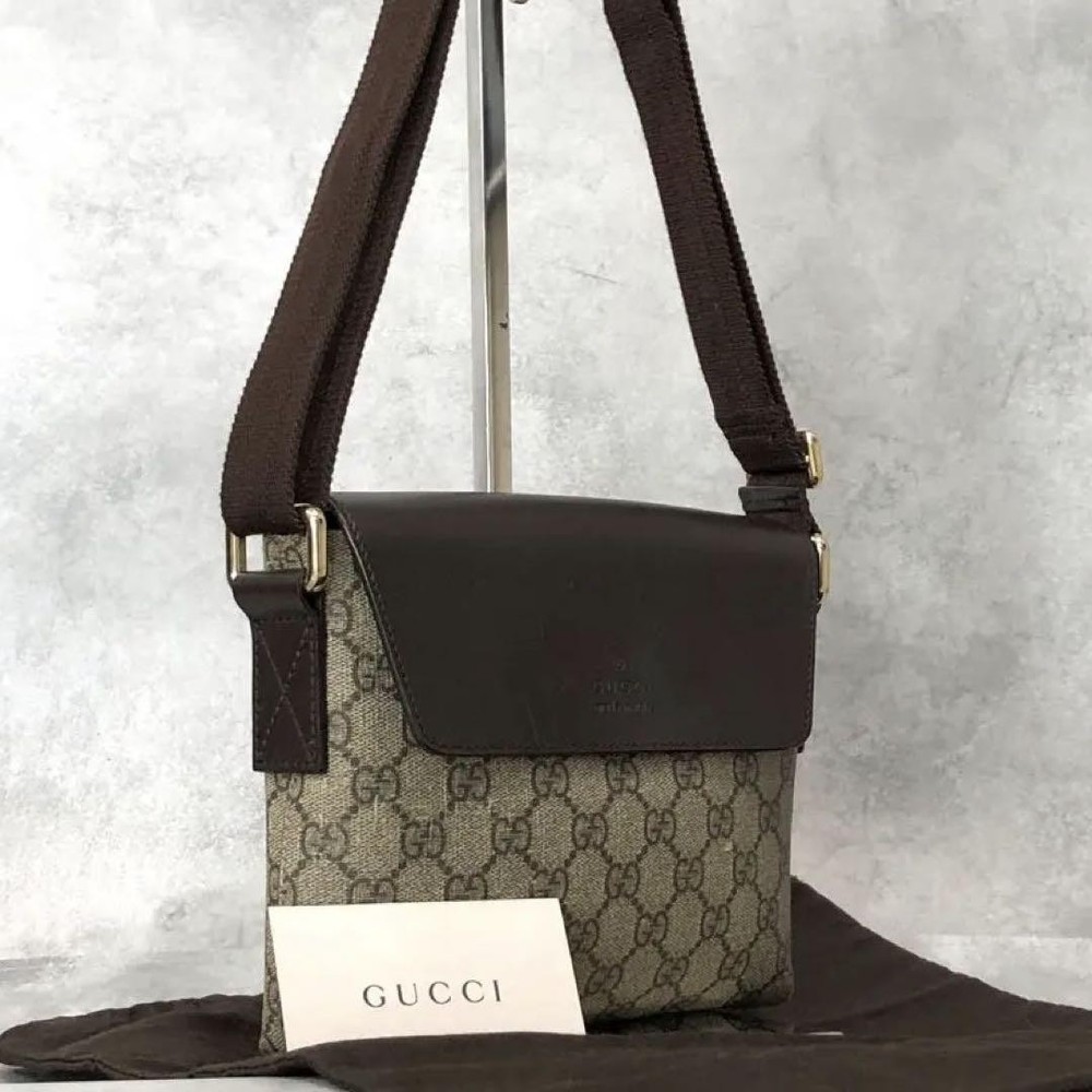 Gucci GG Supreme Leather PVC Crossbody Bag Authentic 80cm Pre-Owned  