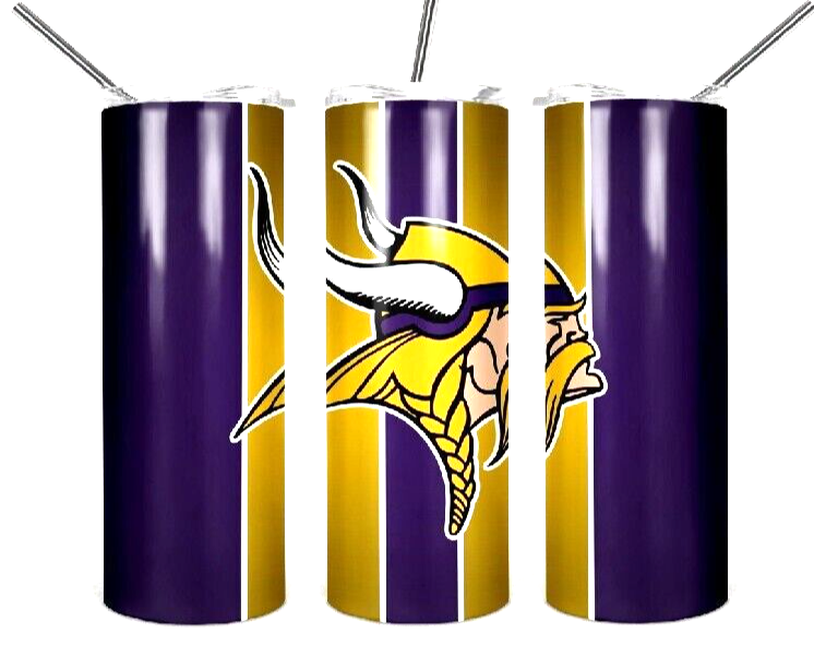 Minnesota Vikings NFL Football Multicolor 20oz Insulated Tumbler Lid Straw New