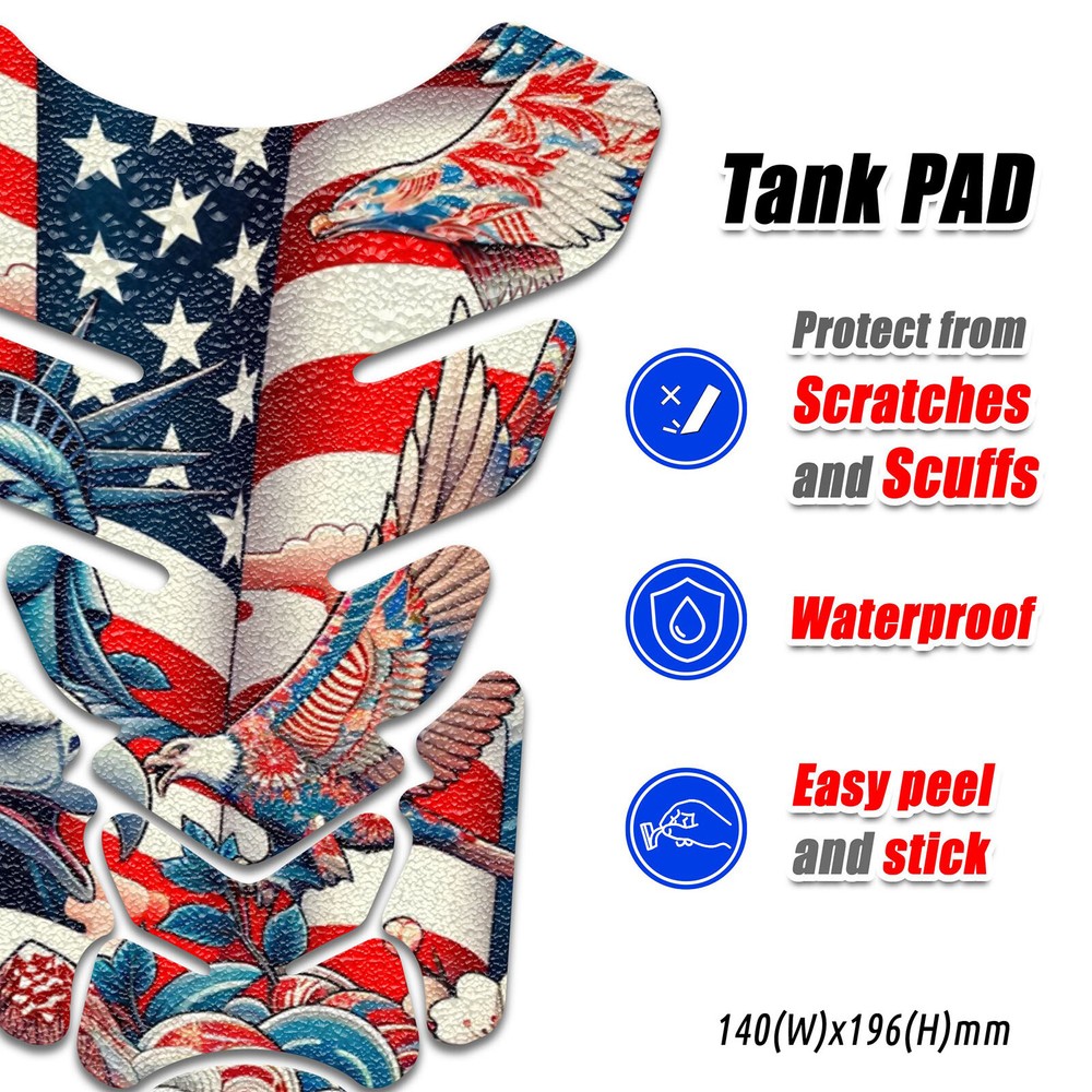 Patriotic Motorcycle Tank Pad Antislip Gas Tank Protector SHIELD PRO