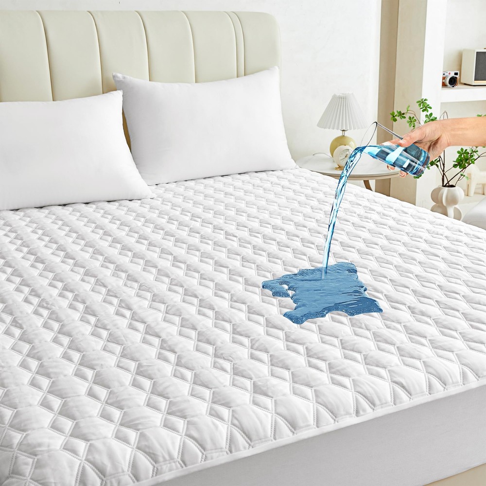 Waterproof Mattress Protector Queen Size, Premium Cooling Mattress Pad Mattre...
