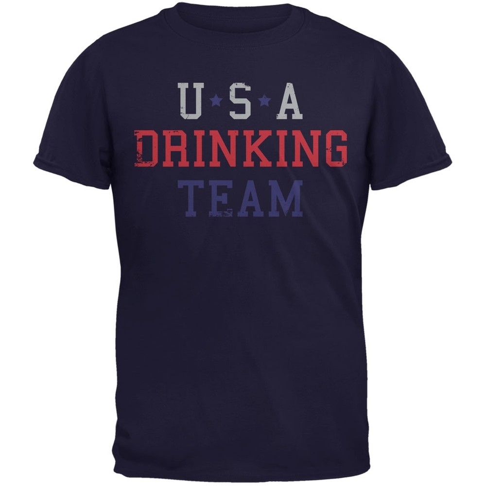 4th of July USA Drinking Team T-Shirt Navy Adult T-Shirt