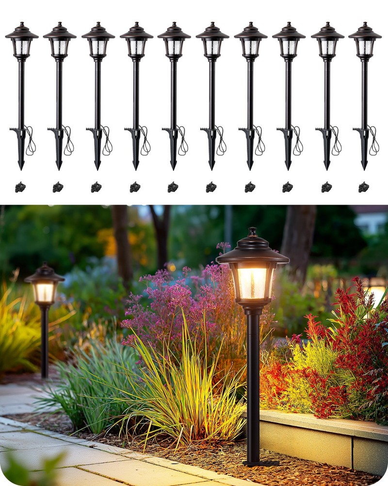 EDISHINE Low Voltage Pathway Lights Wired,12V 3W 120LM 3000K Seed Glass Outdoor