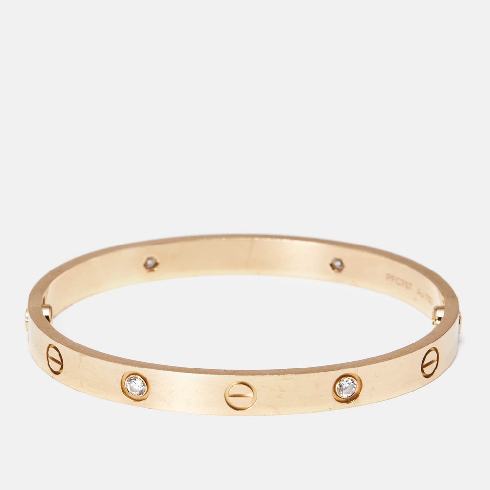 Cartier Love 18k Rose Gold Bracelet with 4 Diamonds Size 17