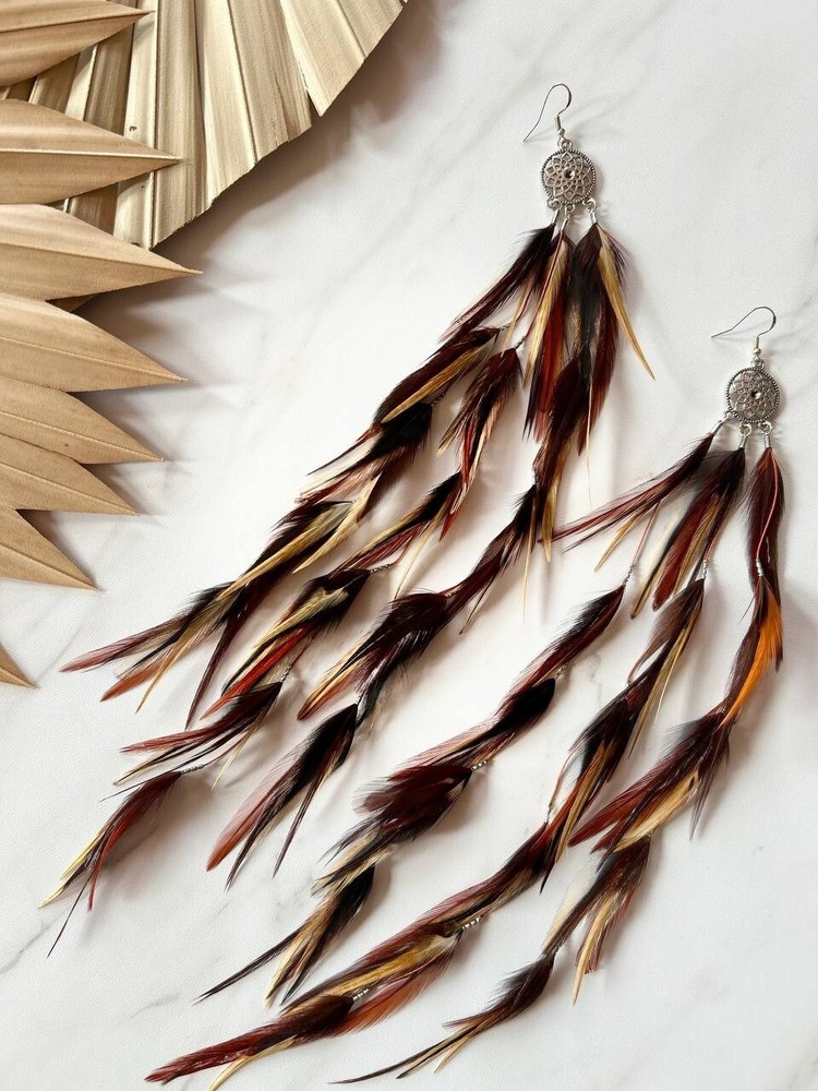 Christmas Gifts, Boho Long Feather Earrings for Festivals, Concerts, Beach Style