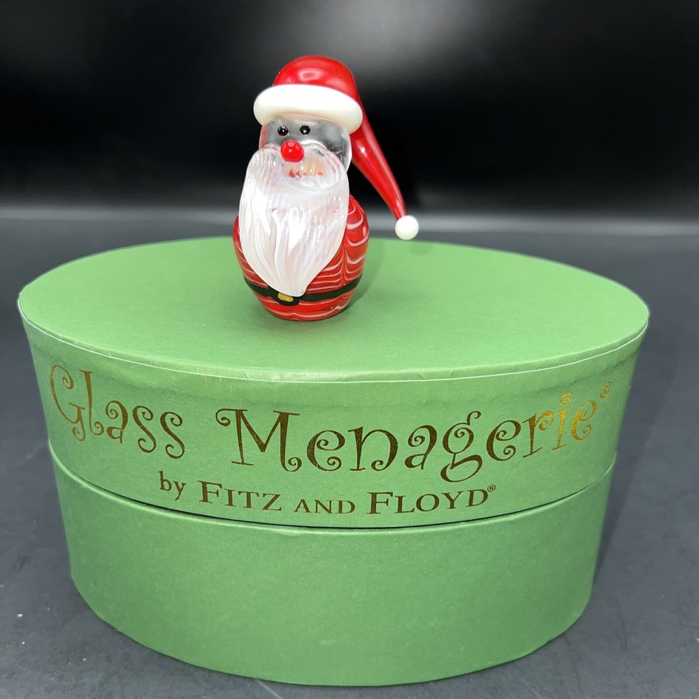 Fitz and Floyd 2007 Blown Glass Menagerie Santa Claus Rare Christmas Figure