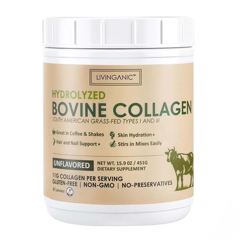 Unflavored Hydrolyzed Bovine Collagen Peptides Powder 15.9oz with 41 Serotypes