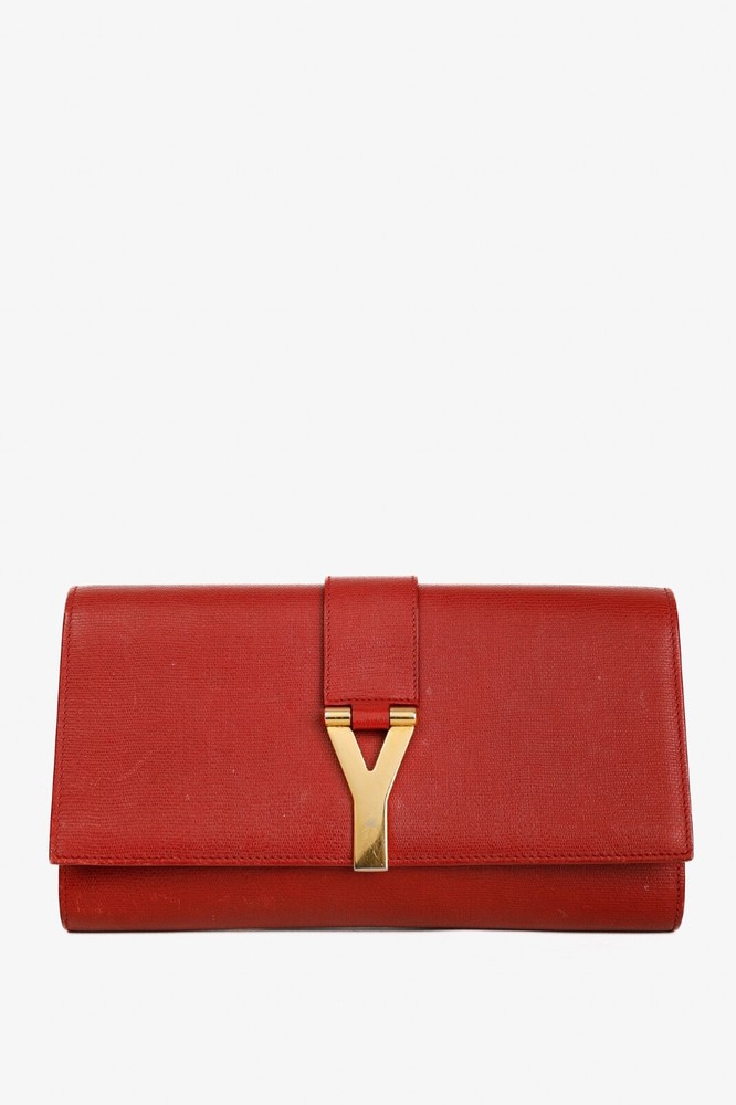 Yves Saint Laurent Vintage Golden-Y Red Sac Clutch