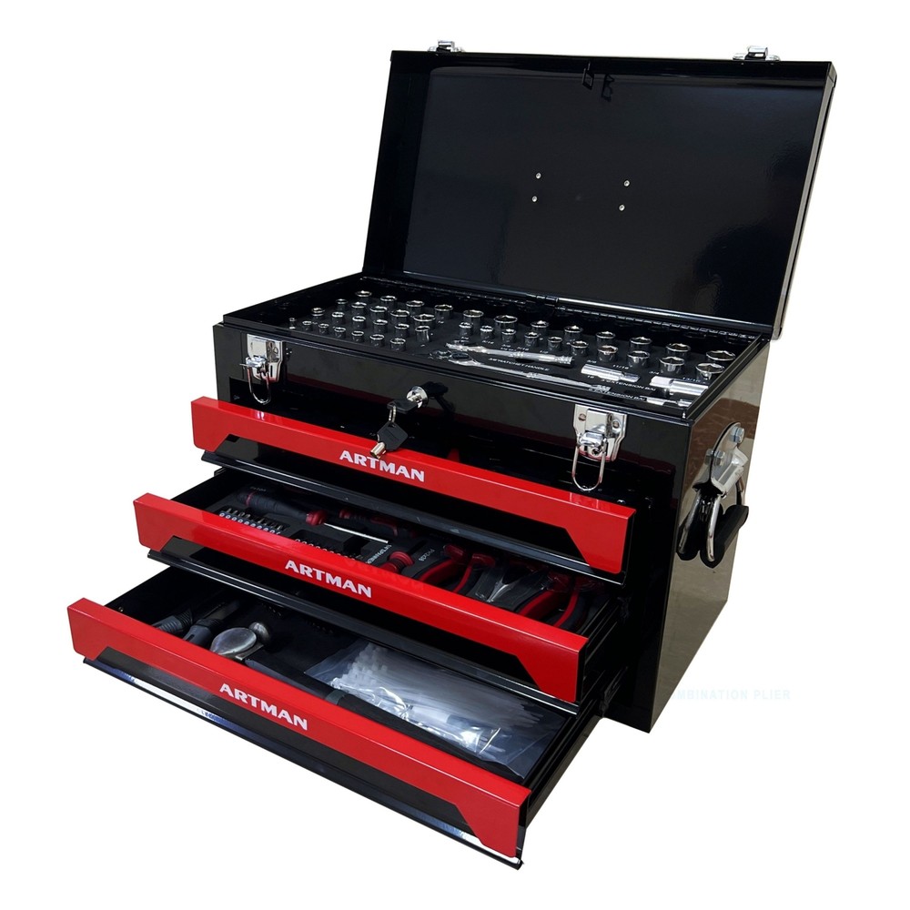 3 Tier Drawers Tool Set with Safety Lock