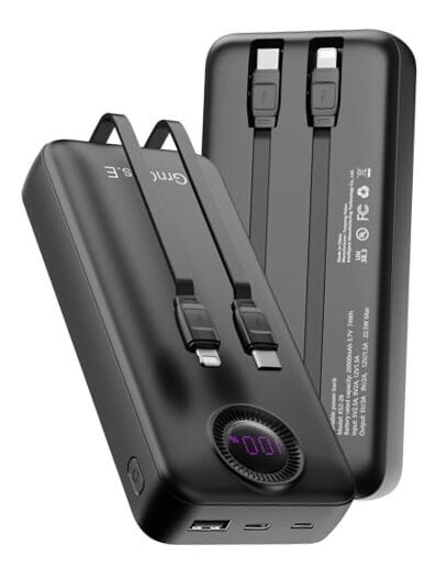 Portable Charger，22.5W Fast Charging Power Bank with 20000mAh Pearl Black