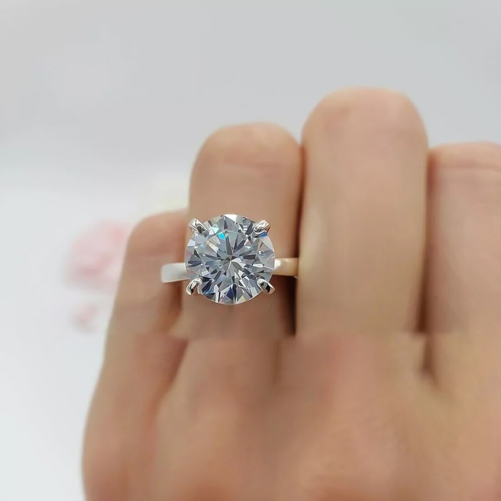 2.90 Ct Certified Round Cut Off White Diamond Ring In 925 Sterling Silver