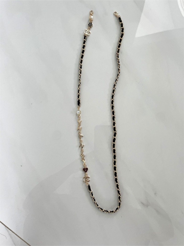 Chanel Black Gold Pearl Detachable 31 Inch Chain for Sunglasses & Eyeglasses