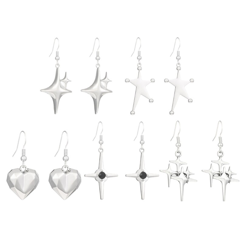 Trendy Dangle Earrings with Star Heart Cross Pendant Designs
