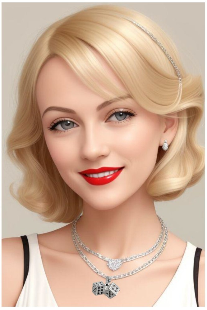 GLD - ICED DICE PENDANT - White gold  sku 11735 -10% DISCOUNT TODAY