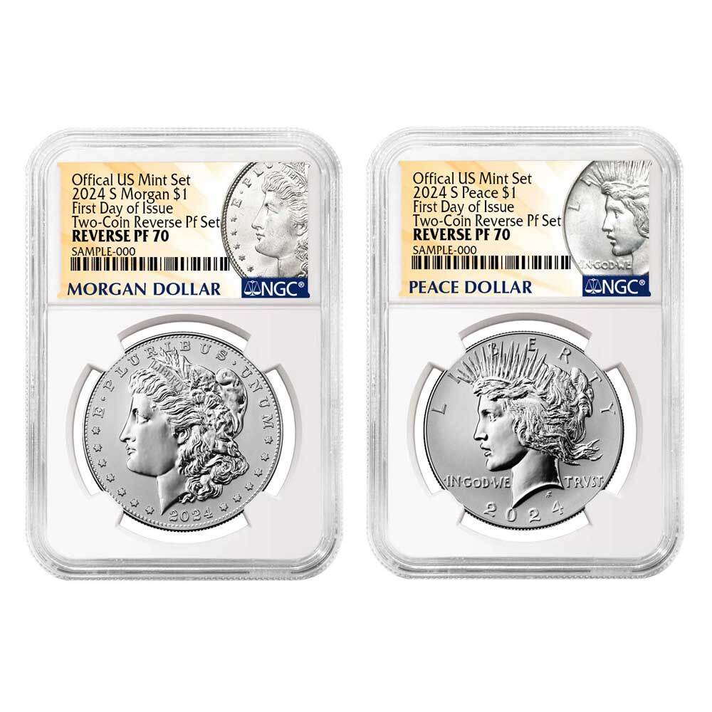 Presale - 2024-S Reverse Proof $1 Morgan and Peace Silver Dollar 2pc Set NGC ...-image