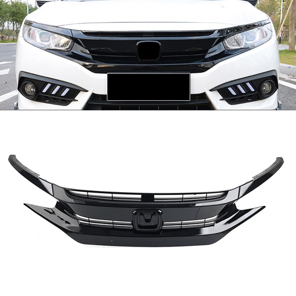 Front Bumper Hood Grill Grille Eyelid for Honda Civic Coupe Sedan 2016-2018 Car