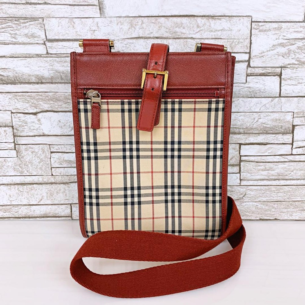 Burberry Shoulder Bag Nova Check Canvas Beige Authentic F1003290