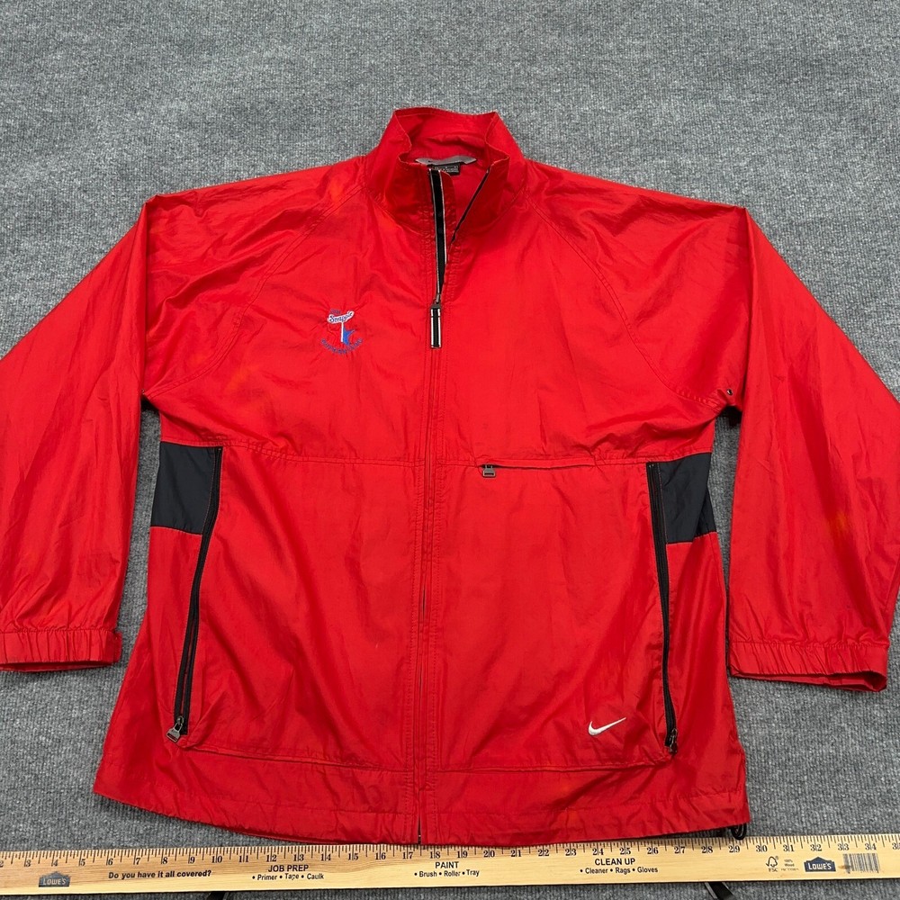 Vintage Nike Jacket Mens L Red Black Windbreaker Track Y2K *READ FADED Packable
