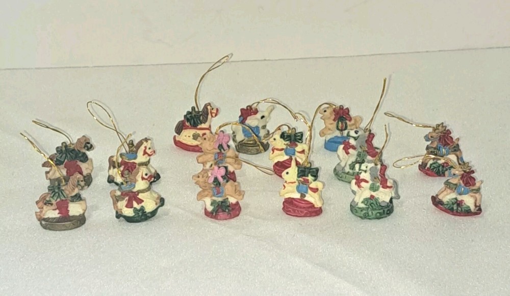 15 Vintage Miniature Christmas Ornaments Carousel Animals Horse Rabbit Lion...