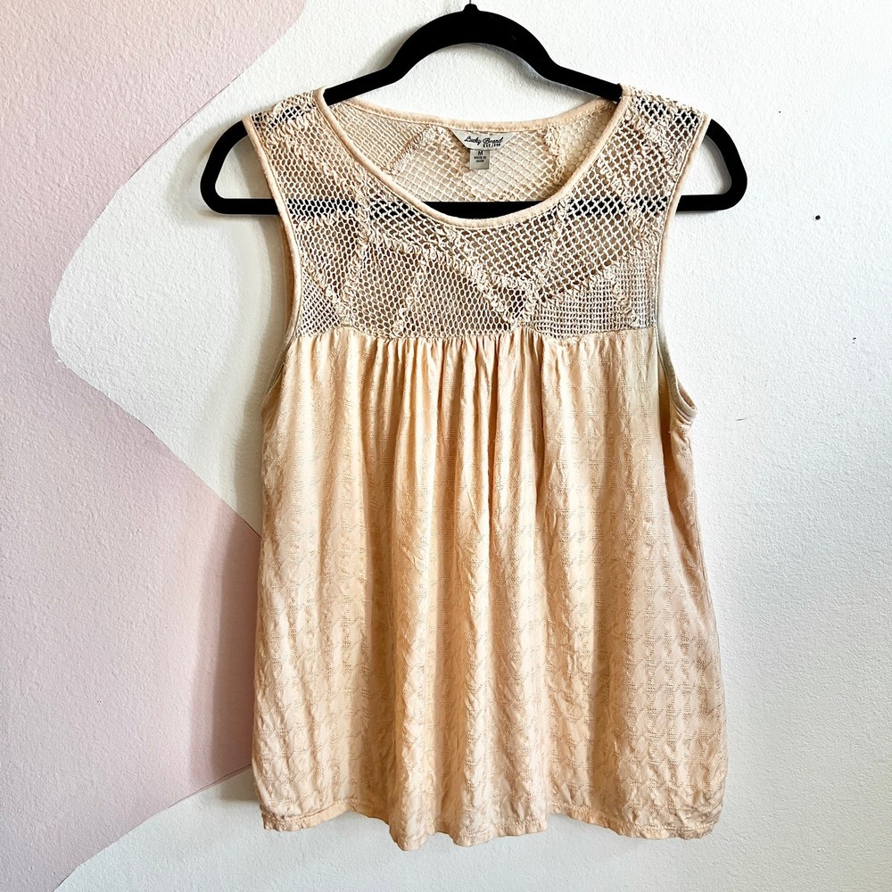 Lucky Brand Womens Crochet Tank Top Size Medium Boho Indie Festival Hippie
