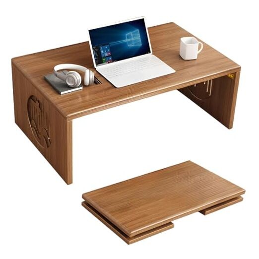 Japanese Bamboo Folding Floor Coffee Table 80x37cm Compact Foldable Design