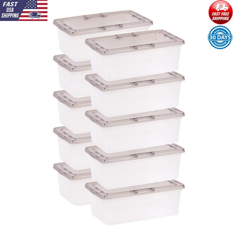 Clear Stackable Storage Bins with Lids - Durable Plastic Organizers for Home & Office