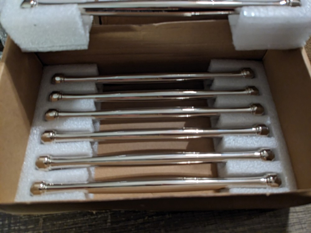 10 Pack 8 Inch Polished Silver Cabinet Handles, Solid Drawer Pulls