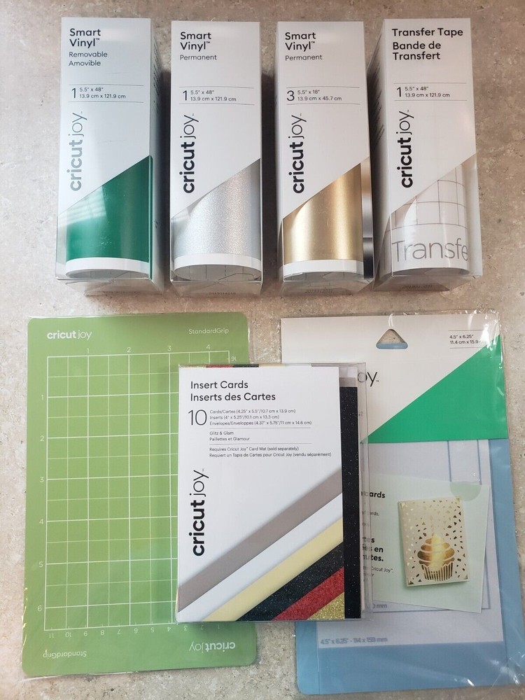 Cricut Joy Lot - Smart Vinyl, Transfer Tape, Insert Cards, Mats