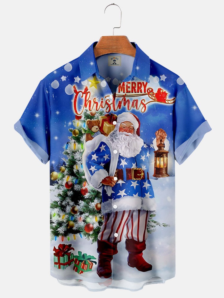 Merry Christmas Santa Claus On The Night   Hawaiian Shirt