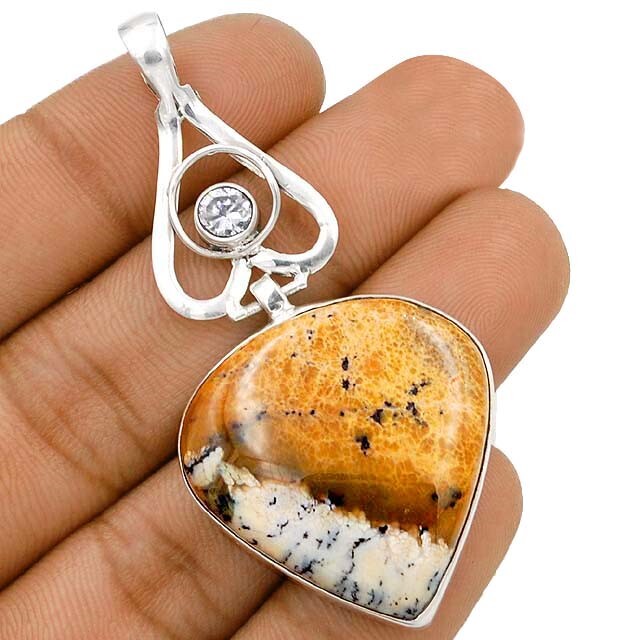Natural Winter Dendritic Opal Turkey 925 Sterling Silver Pendant Jewelry @B12-6