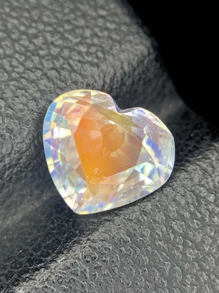 3.50 Carat Heart Cut Natural Rainbow Color Moonstone Certified Loose Gemstone