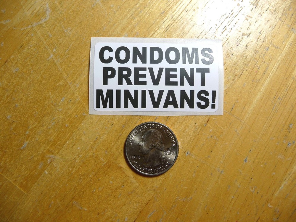 CONDOMS PREVENT MINIVANS STICKER DECAL 1 - 50 BULK PACK AVAILABLE