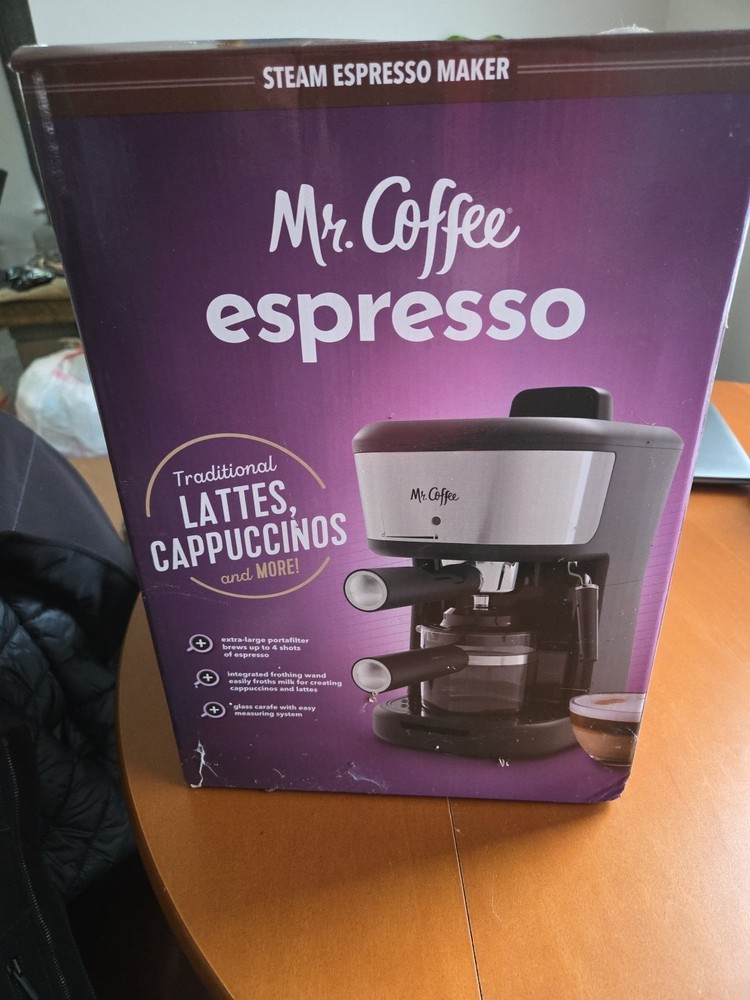 Mr. Coffee 4-Shot Steam Espresso Cappuccino and Latte Maker NEW