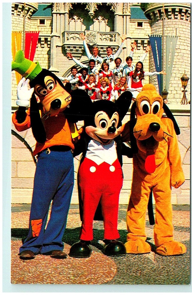 Vintage Disney World Orlando FL Goofy Mickey Pluto Postcard S03-5255