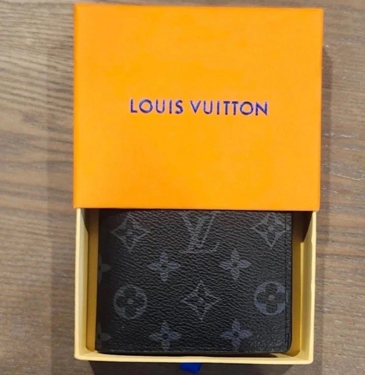 Louis Vuitton Monogram Eclipse Canvas Wallet Card Holder W/ Box & Dustbag *USED*