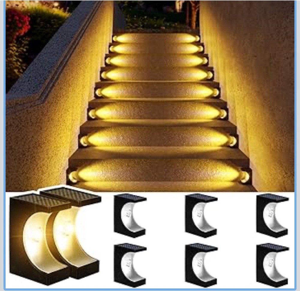 8 Pack JSOT Solar Step Lights for Outdoor Deck in Warm White