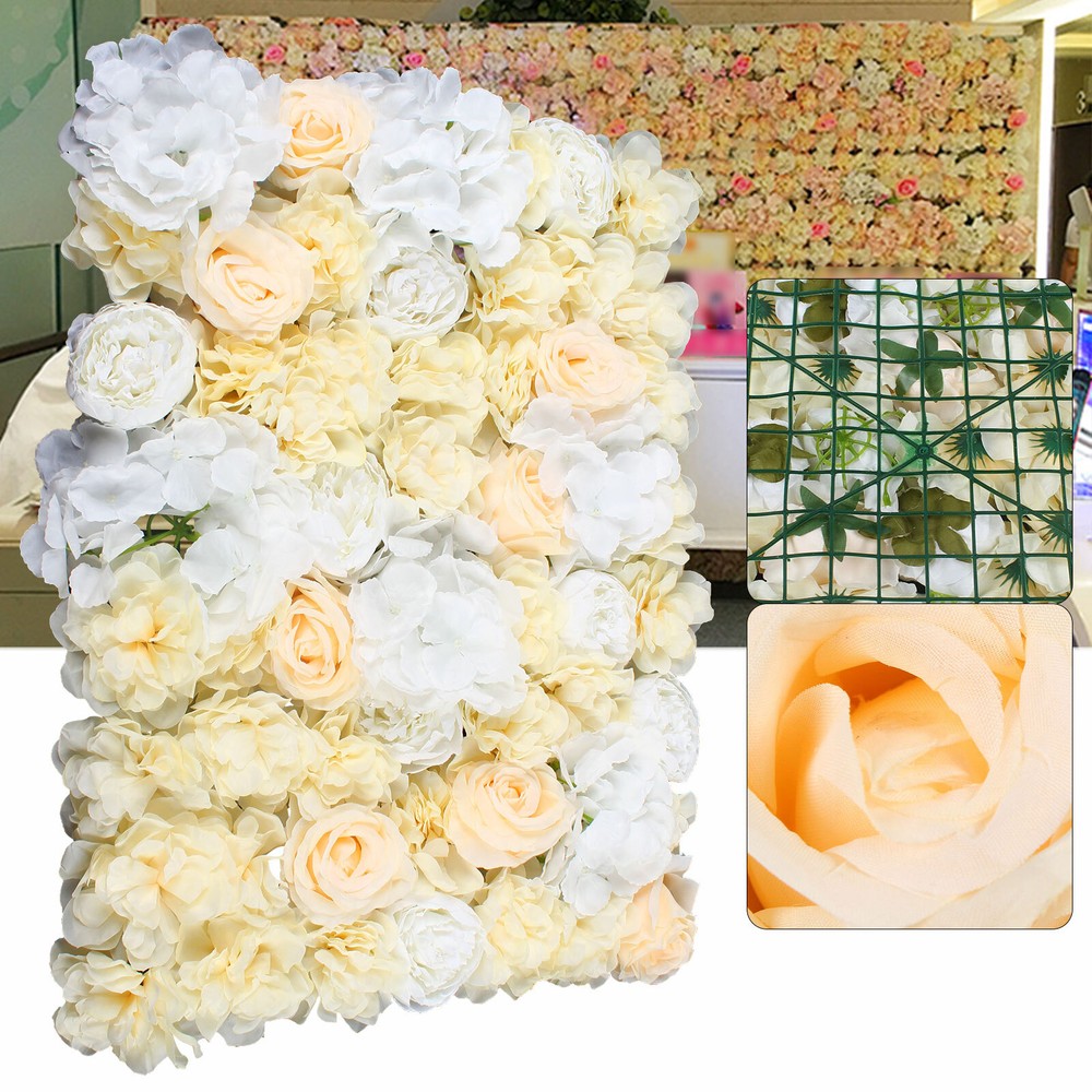 12Pcs Artificial Flower Wall Panel Rose Hydrangea Wedding Party Venue Decor
