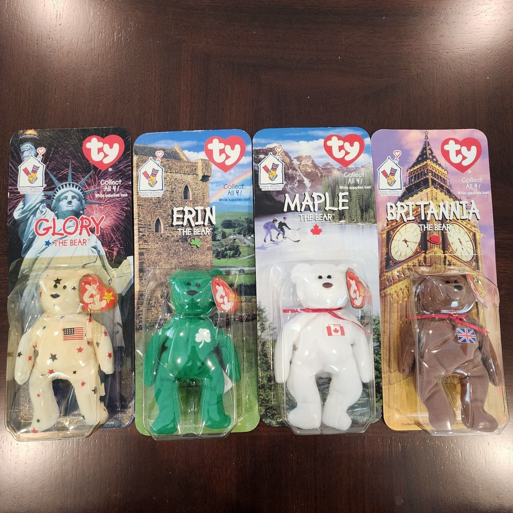 RARE⭐️complete set 4   Mcdonald's Brittania,Glory,Erin & MapleTY Beanie Babies