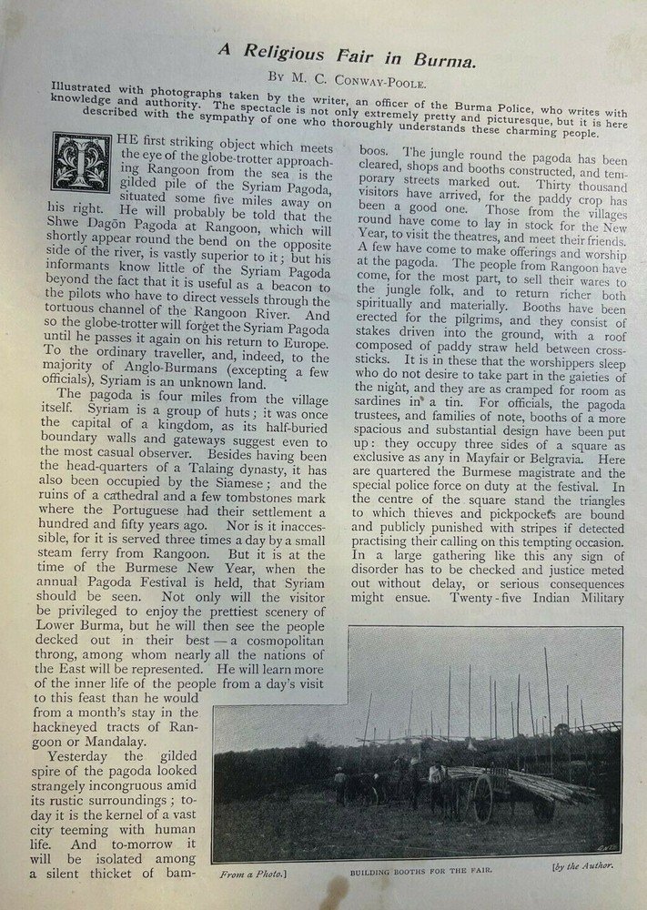 1900 Religious Fair in Burma Shwe Dagon Pagoda Rangoon River illustrated