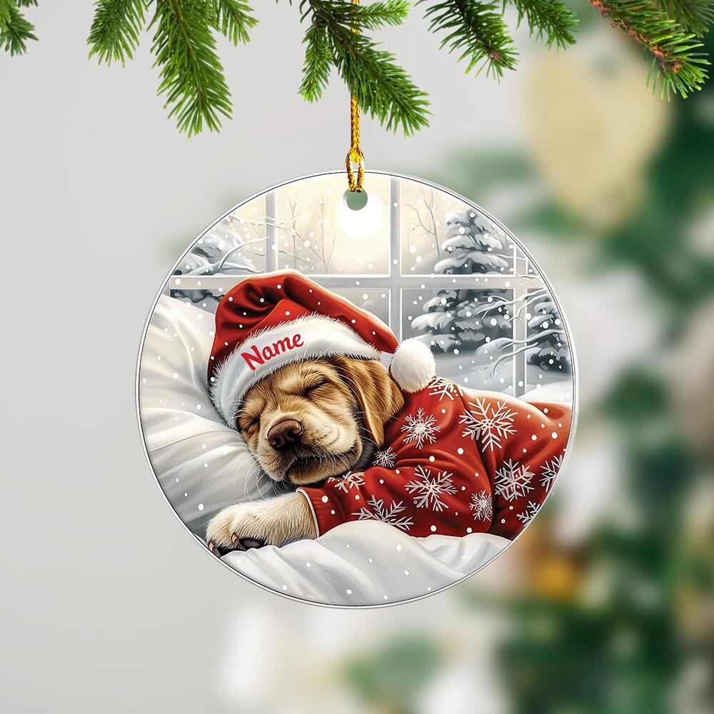 Personalized Labrador Retriever Dog Sleeping Christmas Ornament Holiday Gift