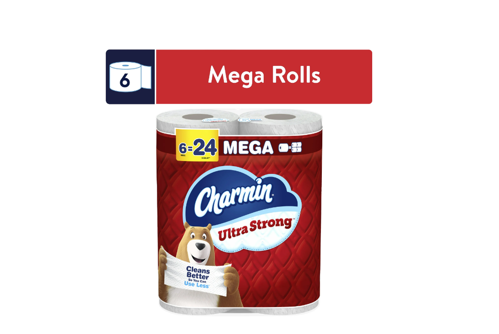 Charmin Ultra Strong Toilet Paper, 6 Mega Rolls = 24 Regular Rolls