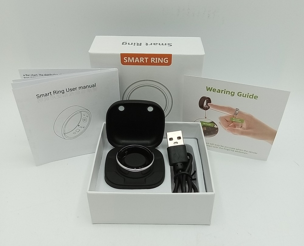 Smart Ring Health Tracker with Charging Case Silver Size 12