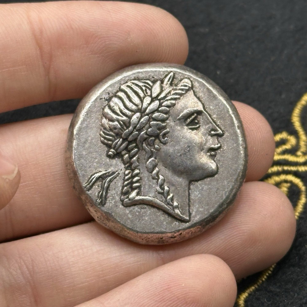 VERY RARE ANCIENT ROMAN GREEK LARGE SILVER COATED COIN