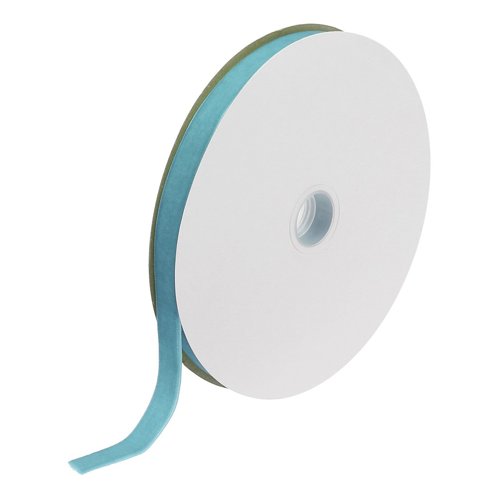 Velvet Ribbon 5/8 Inch x 25 Yard Single Face Spool Silky Velvet Fabric Sky Blue