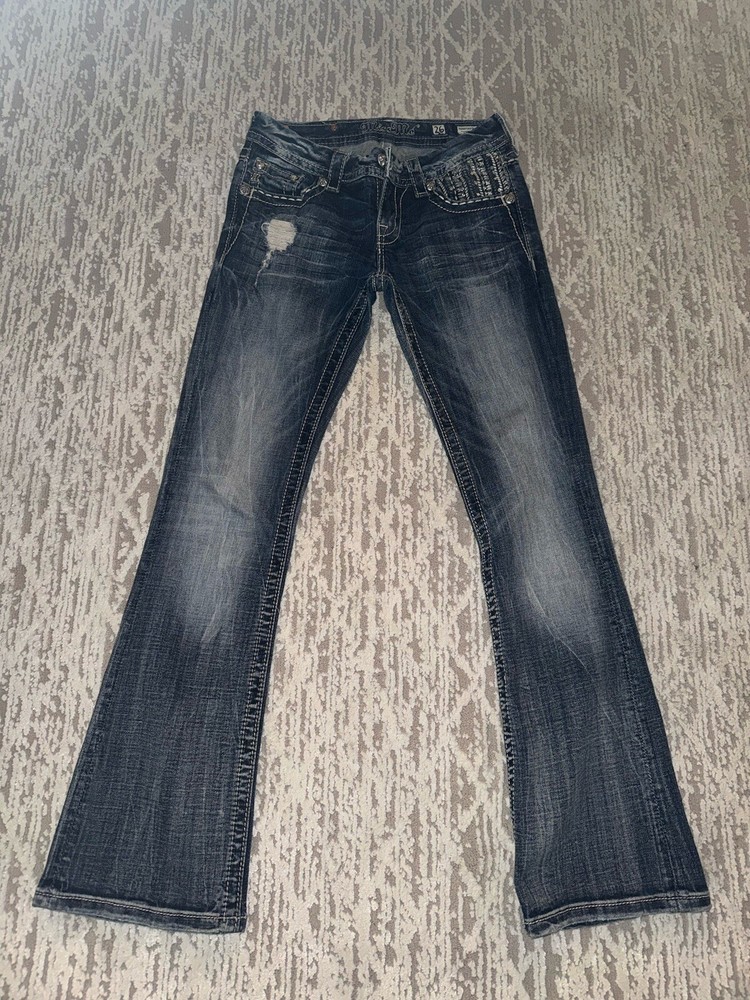 Miss Me E-Rise Bootcut Jeans Distressed Womens Size 26